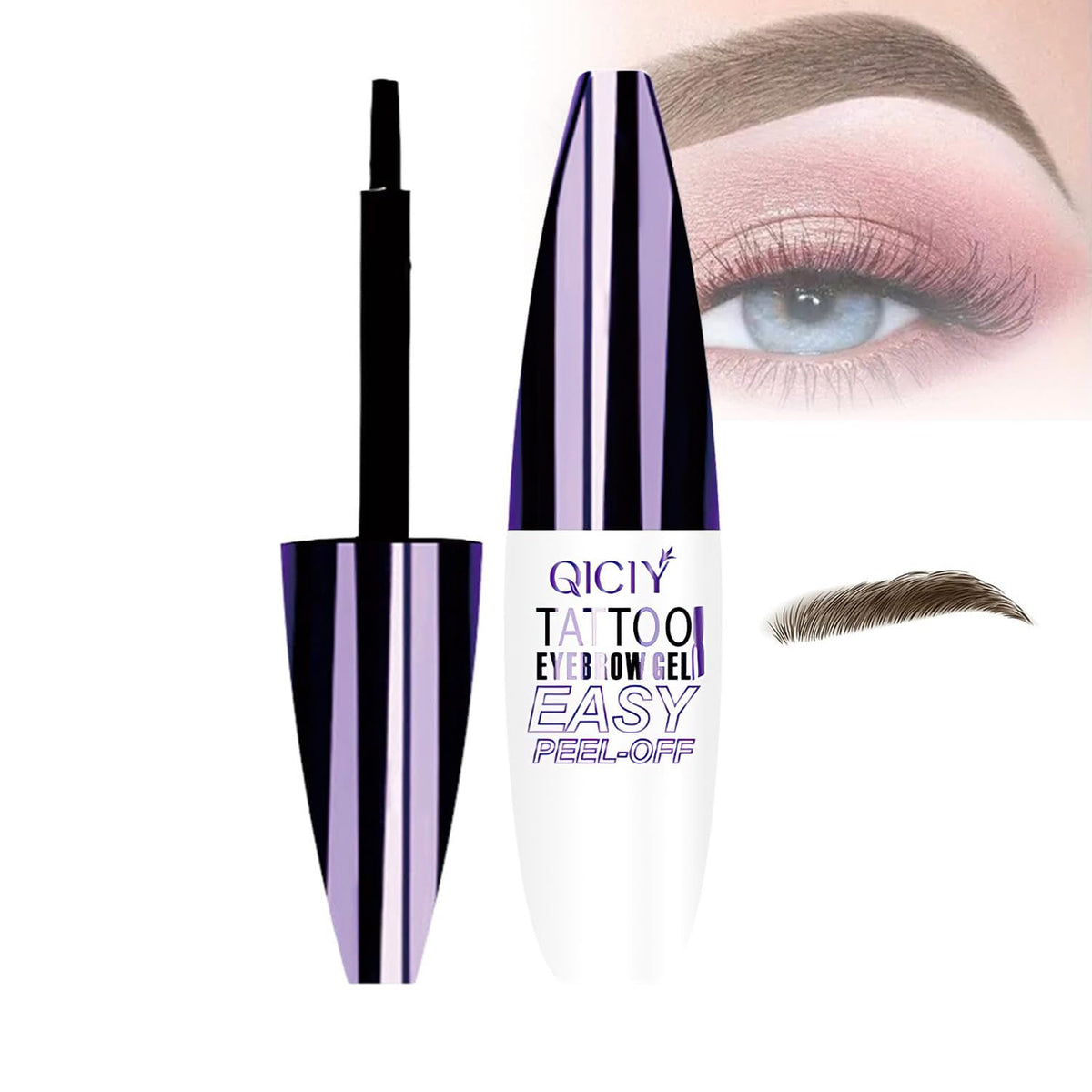 Eltolent QICIY eyebrow gel tint packaging shows a compact, travel-ready brow kit