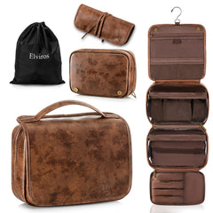 Elviros hanging toiletry bag in assembly view for versatile travel organization.