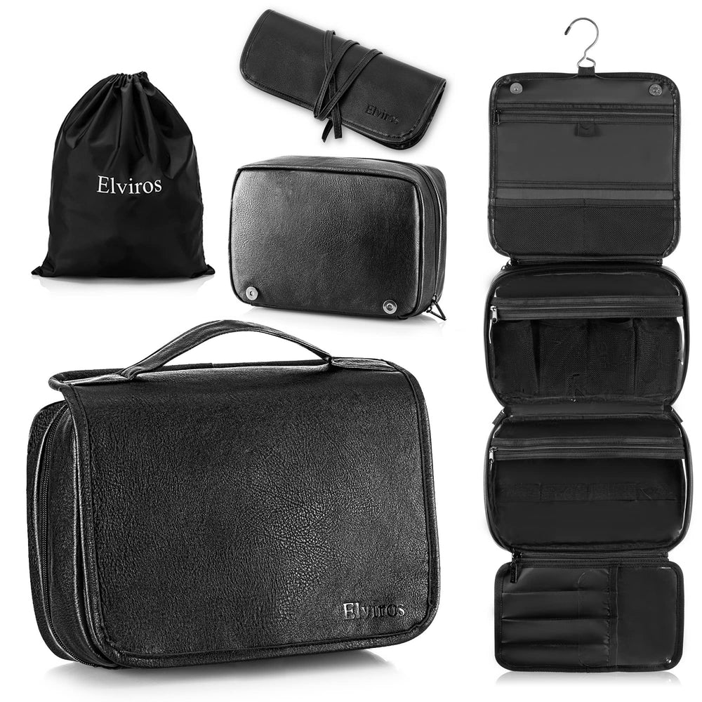 Elviros hanging toiletry bag top view shows easy access and organization