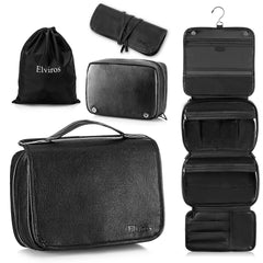 Elviros hanging toiletry bag top view shows easy access and organization