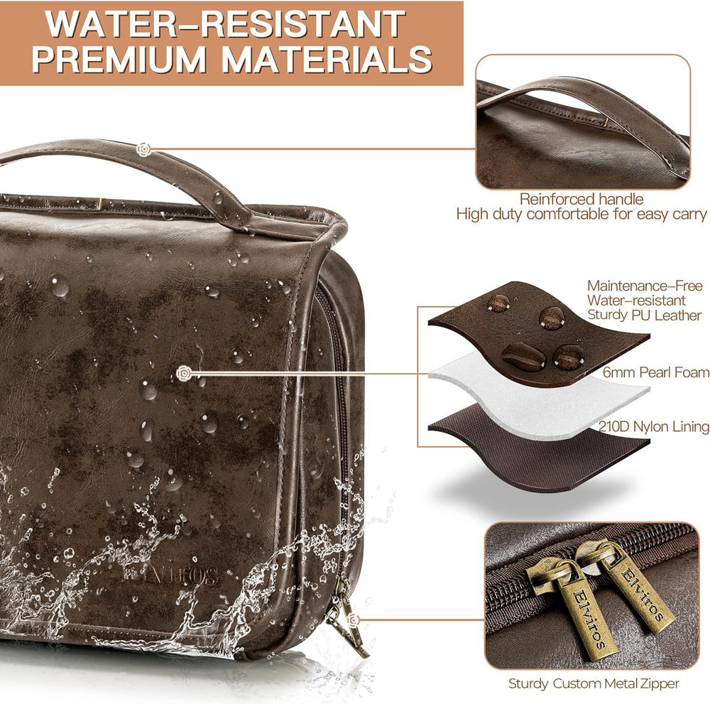 Elviros Water-resistant PU leather close-up shows durable protection in wet environments.