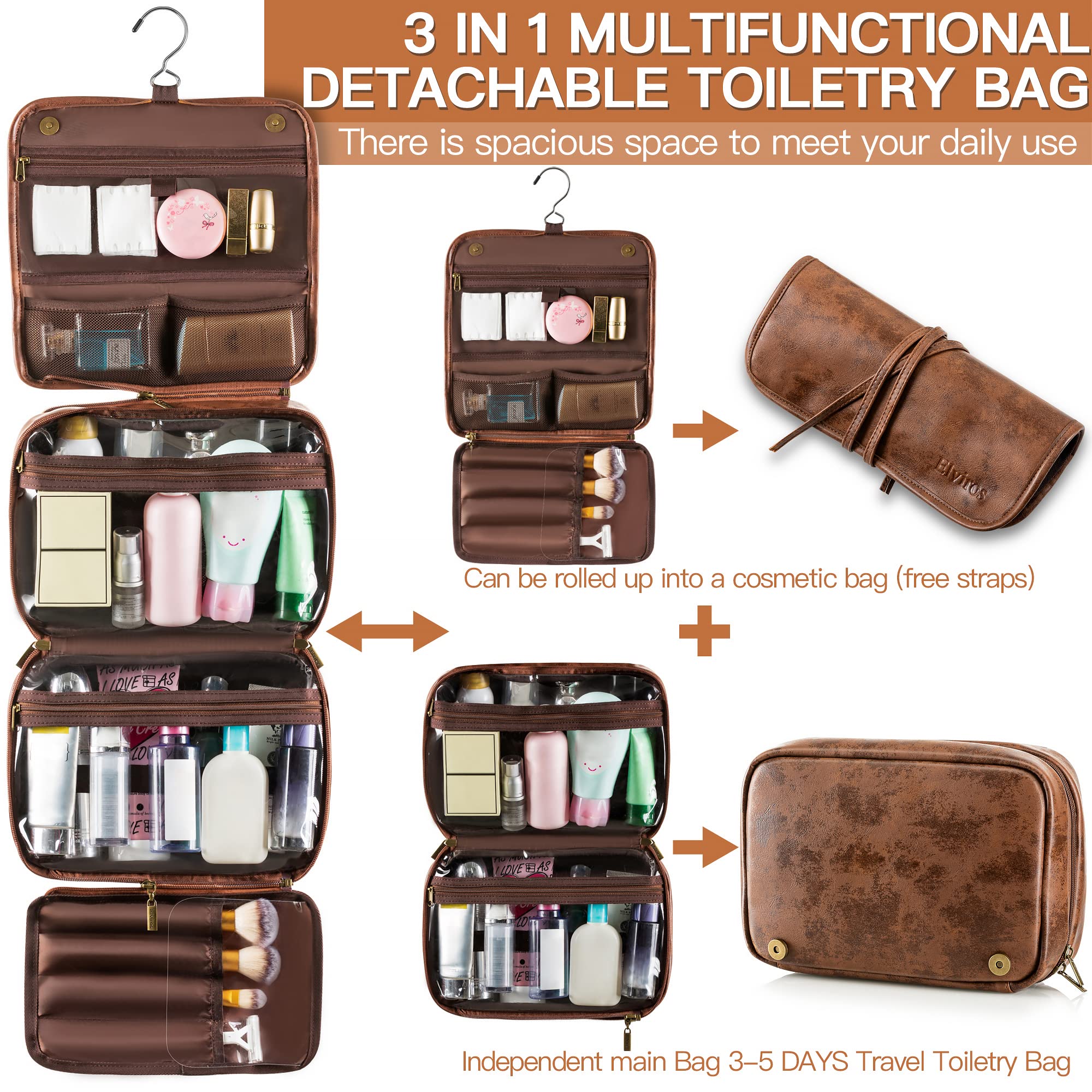 Elviros PU leather bag with water-resistant finish protects contents in wet environments.