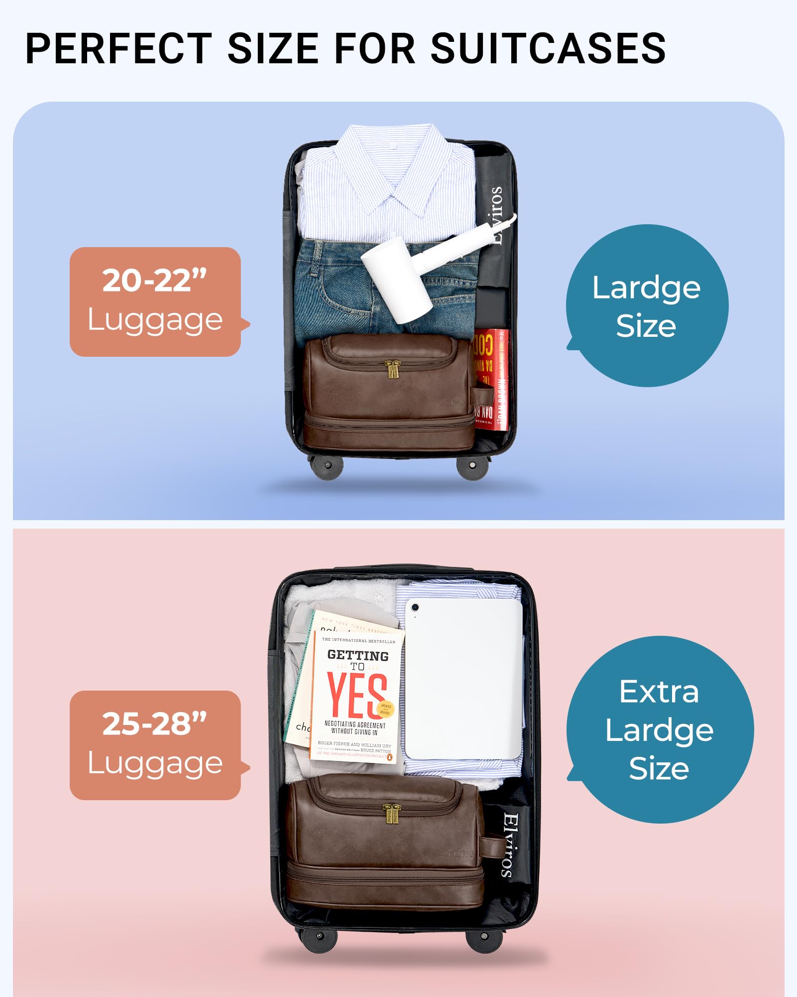 Elviros toiletry bag coffee hanging hook enables easy bathroom access