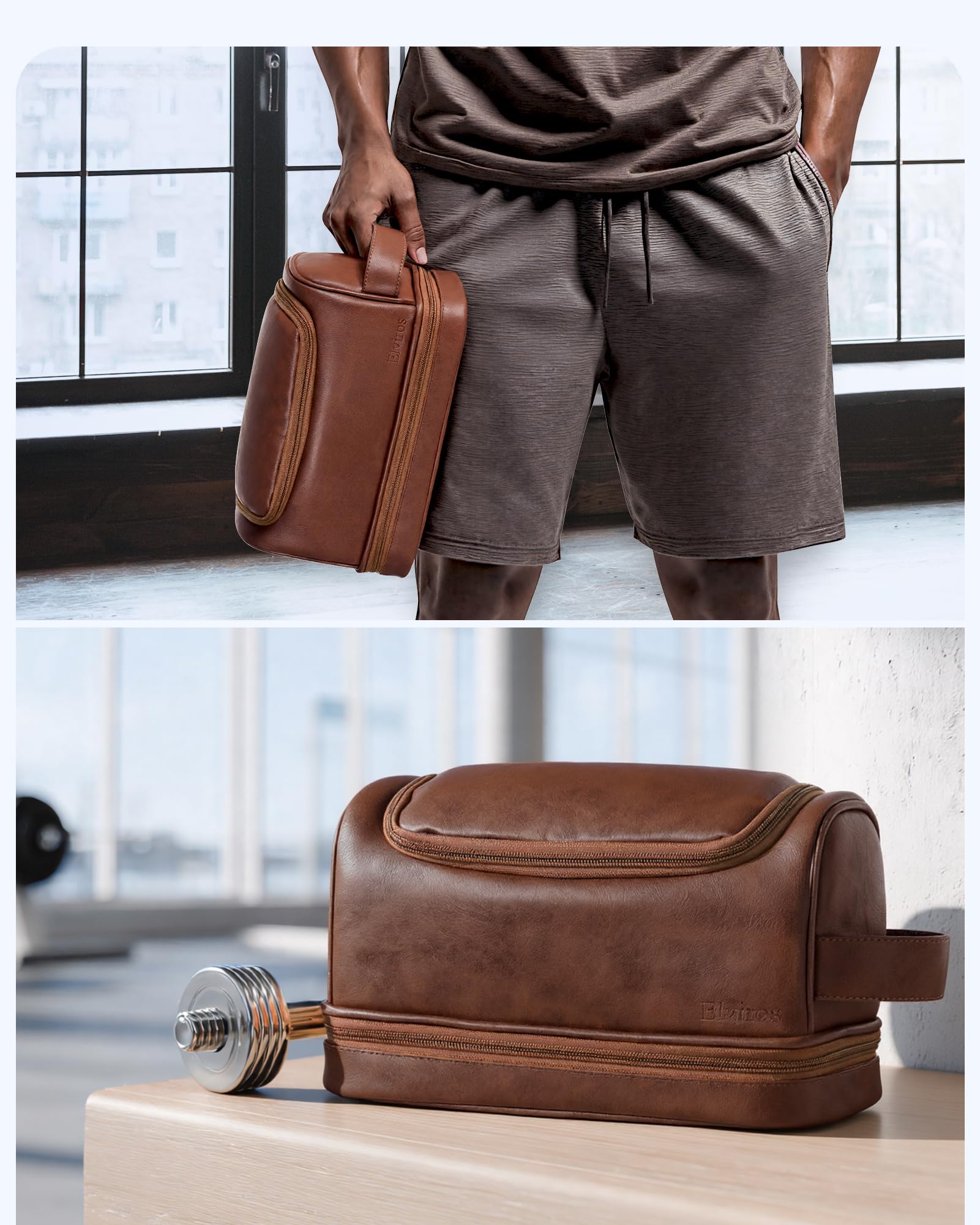 Elviros toiletry bag camping travel setup demonstrates versatile organizer