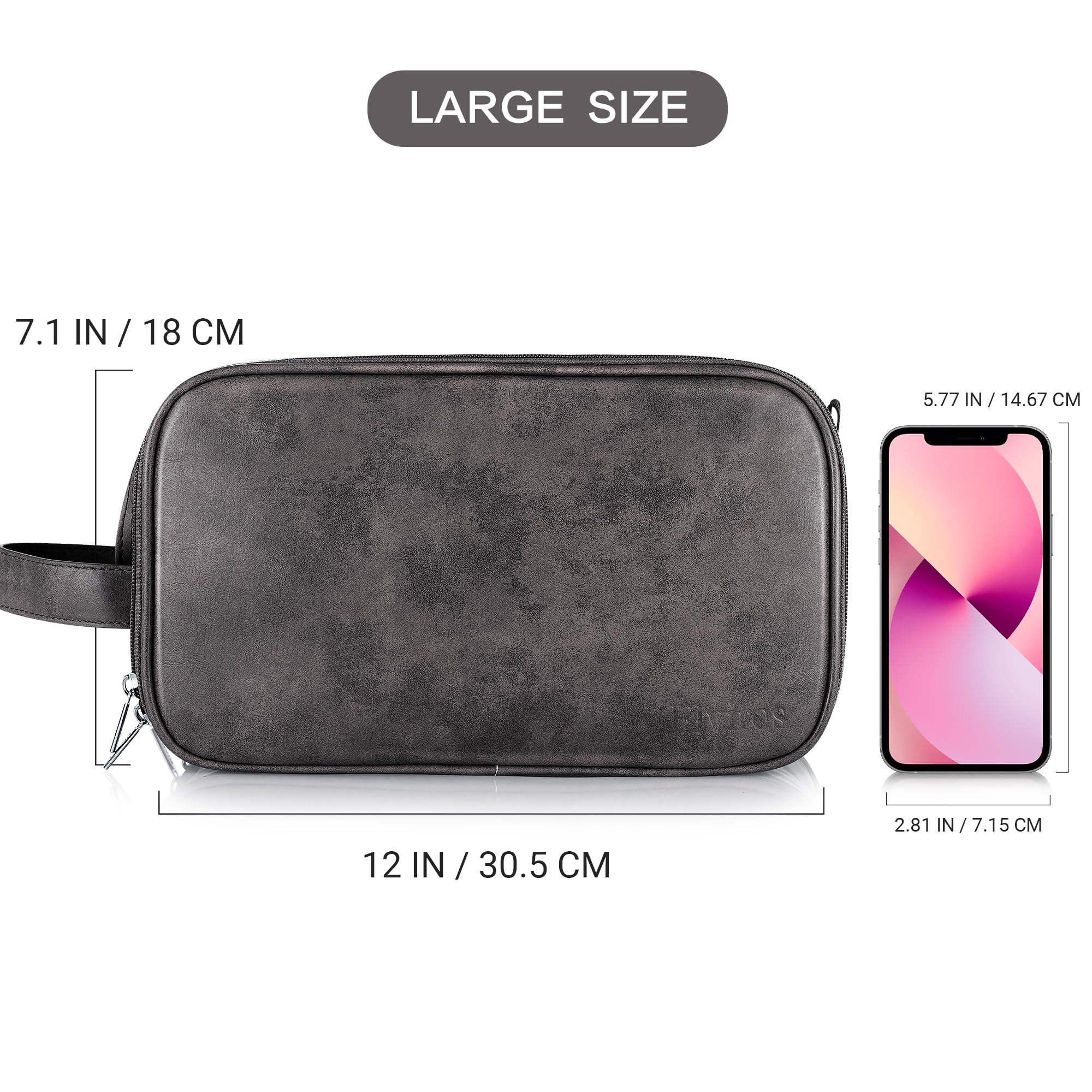 Elviros toiletry bag dimensions emphasize spacious capacity for multiples bottles and tools