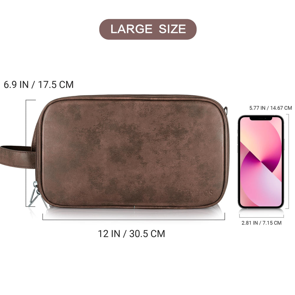 Elviros Toiletry Bag double-zipper opening enables easy access to contents.
