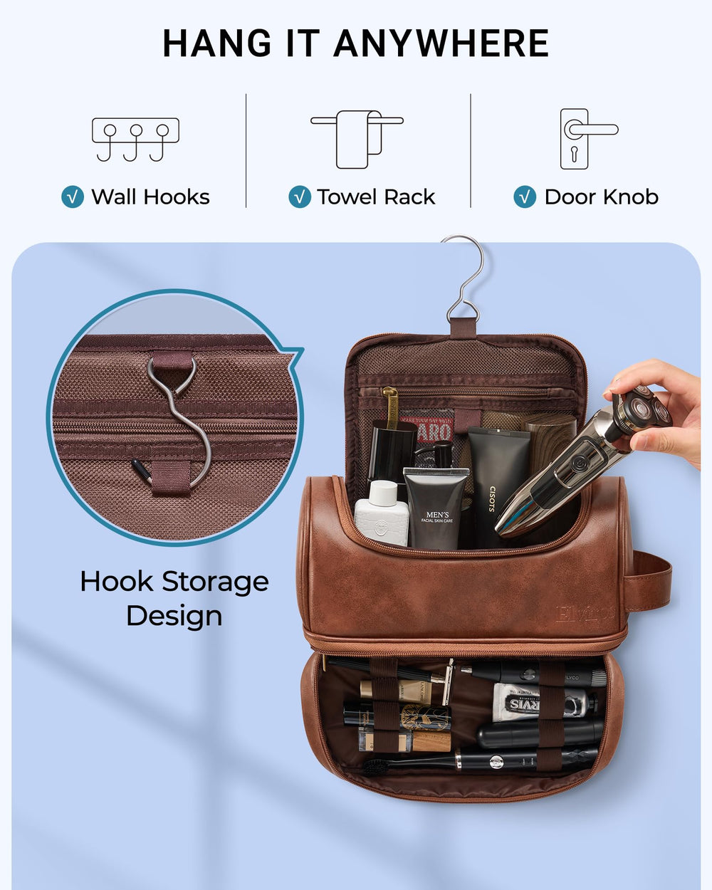 Elviros interior pockets keep brushes and tubes organized within reach.