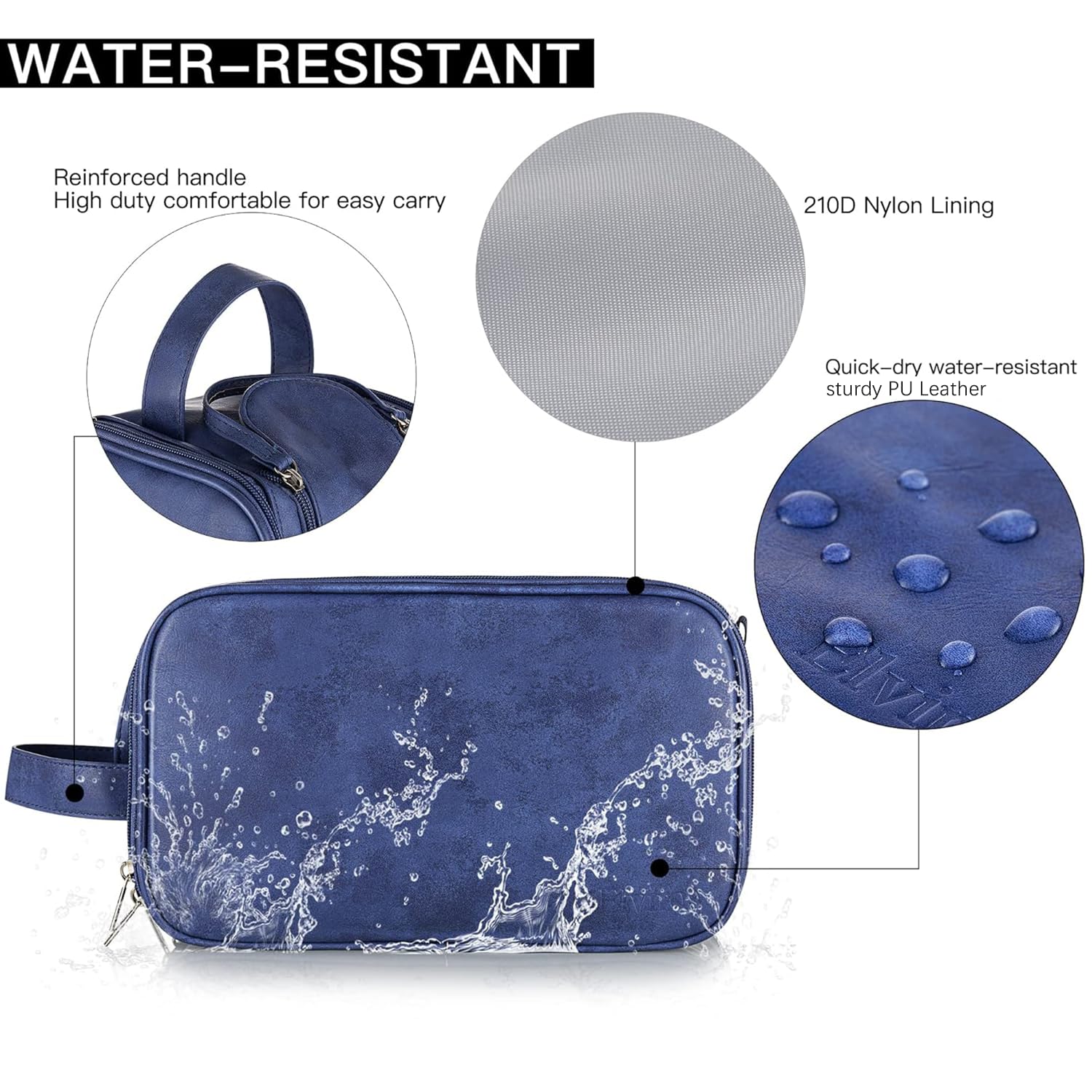 Elviros toiletry bag interior pockets image shows organized compartments for easy access.