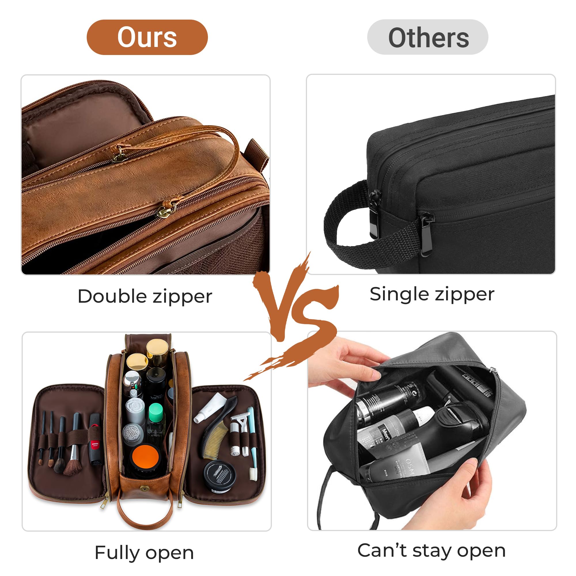Elviros large-capacity design helps organize toiletries before flights or business trips
