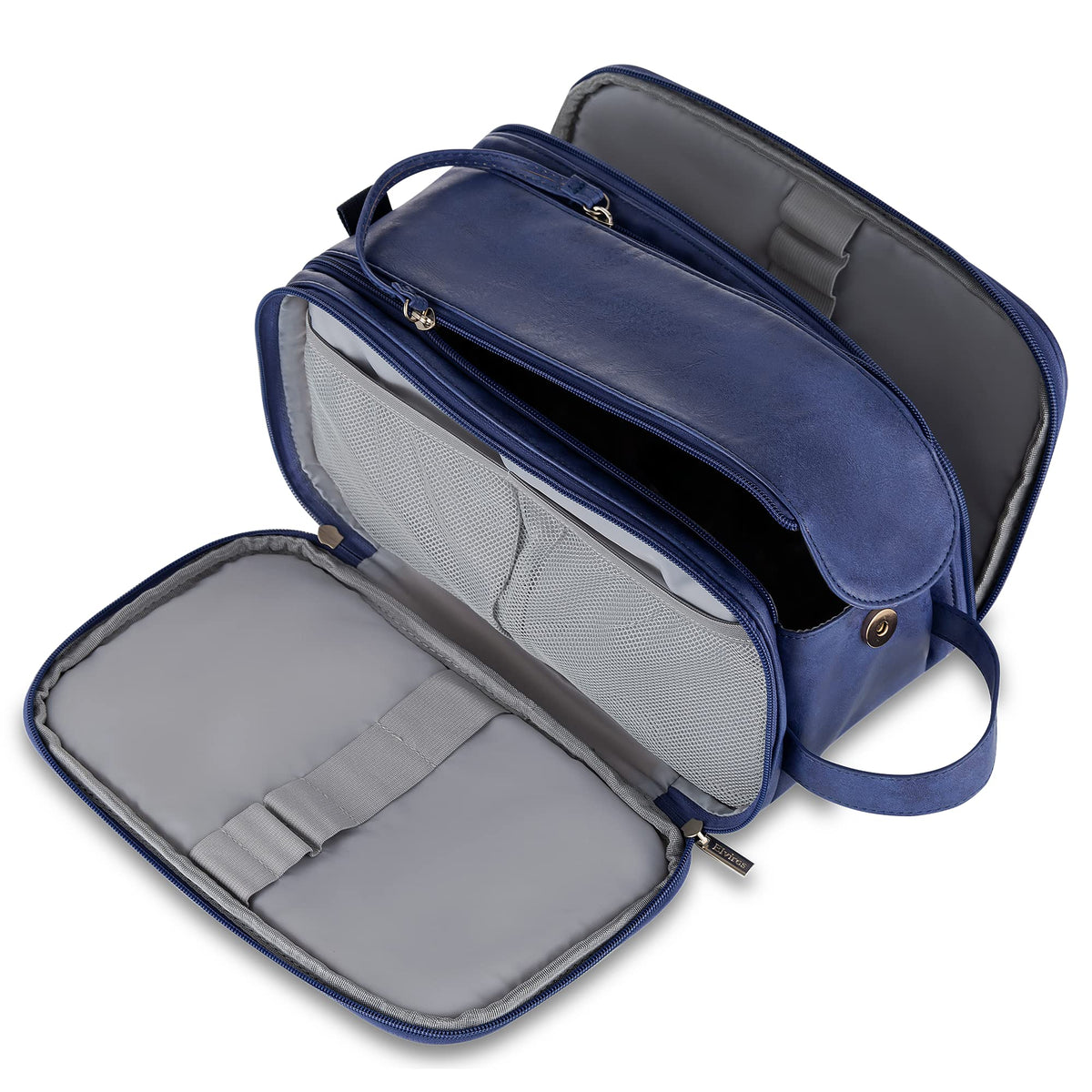 Elviros toiletry bag large front view shows roomy main compartment for travel essentials.