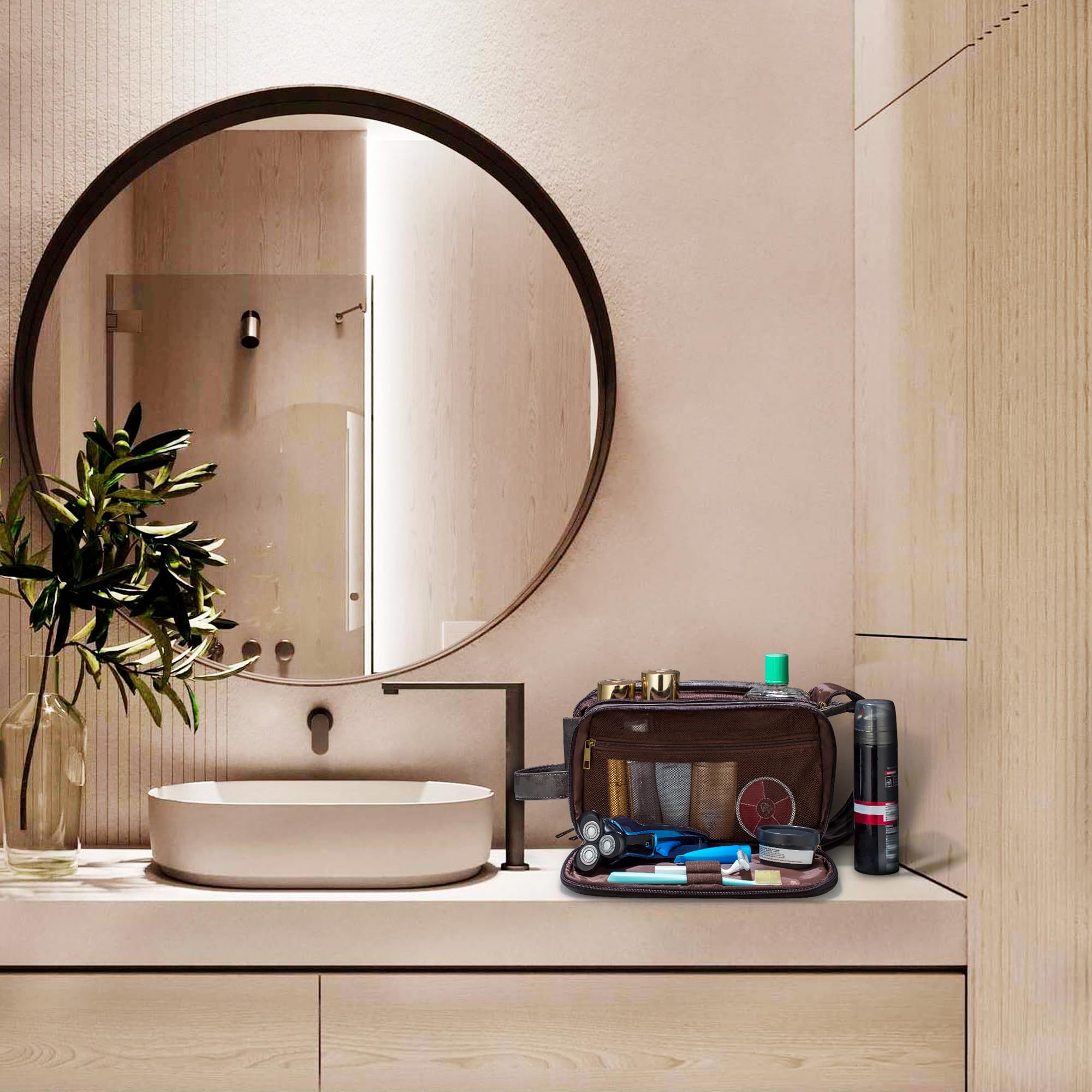 Elviros toiletry bag water-resistant material keeps contents dry during travel and workouts