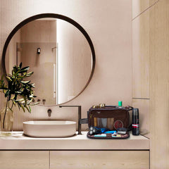 Elviros toiletry bag water-resistant material keeps contents dry during travel and workouts