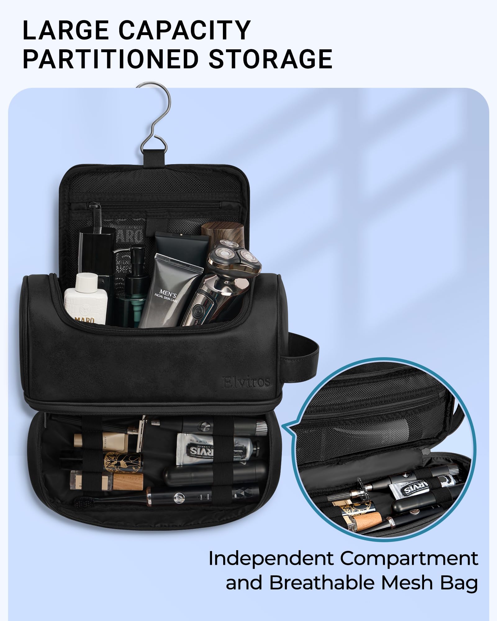 Elviros waterproof shoes pocket keeps footwear and dirty items separated during trips.