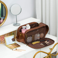 Elviros travel toiletry bag interior reveals multiple pockets for organized grooming