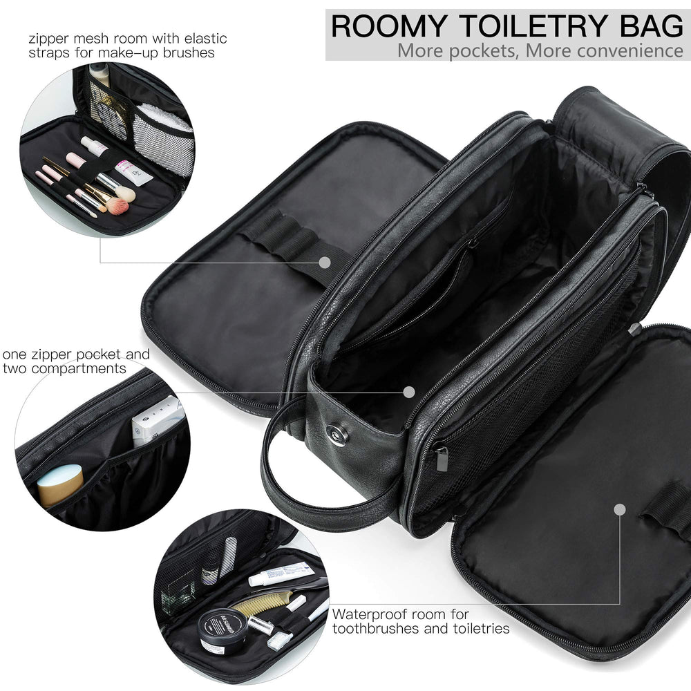 Elviros Travel Toiletry Bag Large Capacity helps organize toiletries efficiently.