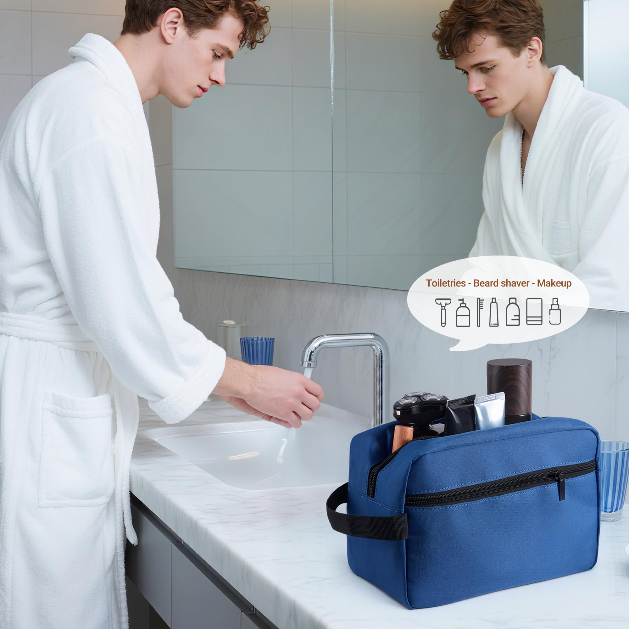 Elviros travel toiletry bag main compartment organized for cosmetics and skincare on trips