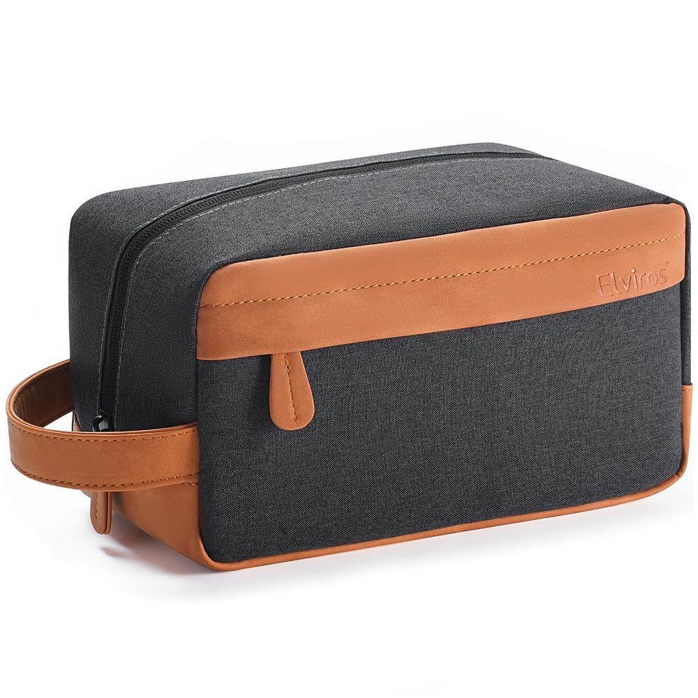 Elviros travel toiletry bag hanging-shot shows convenient hook for easy bathroom access.