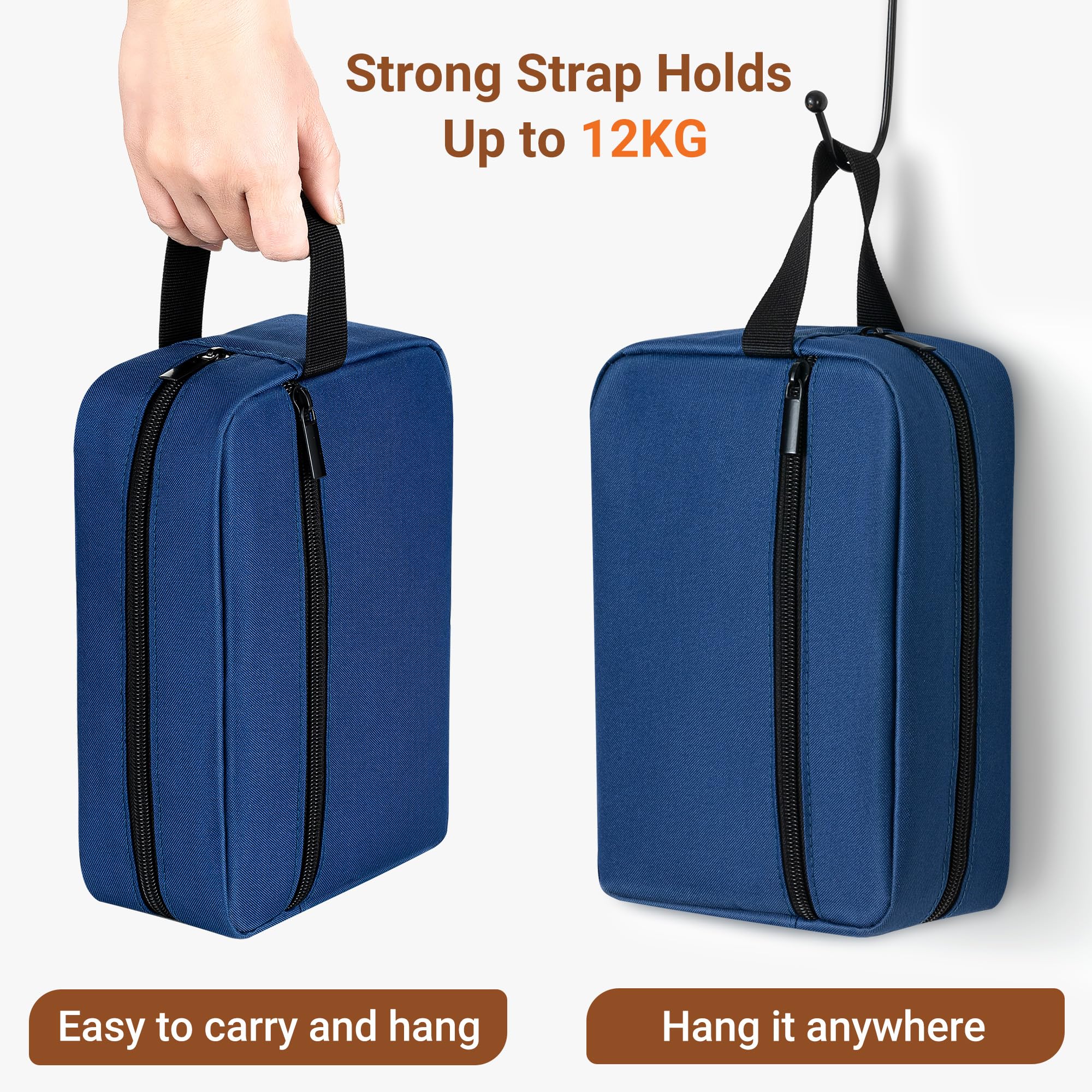 Elviros travel toiletry bag reinforced stitching demonstrates durability for frequent travelers