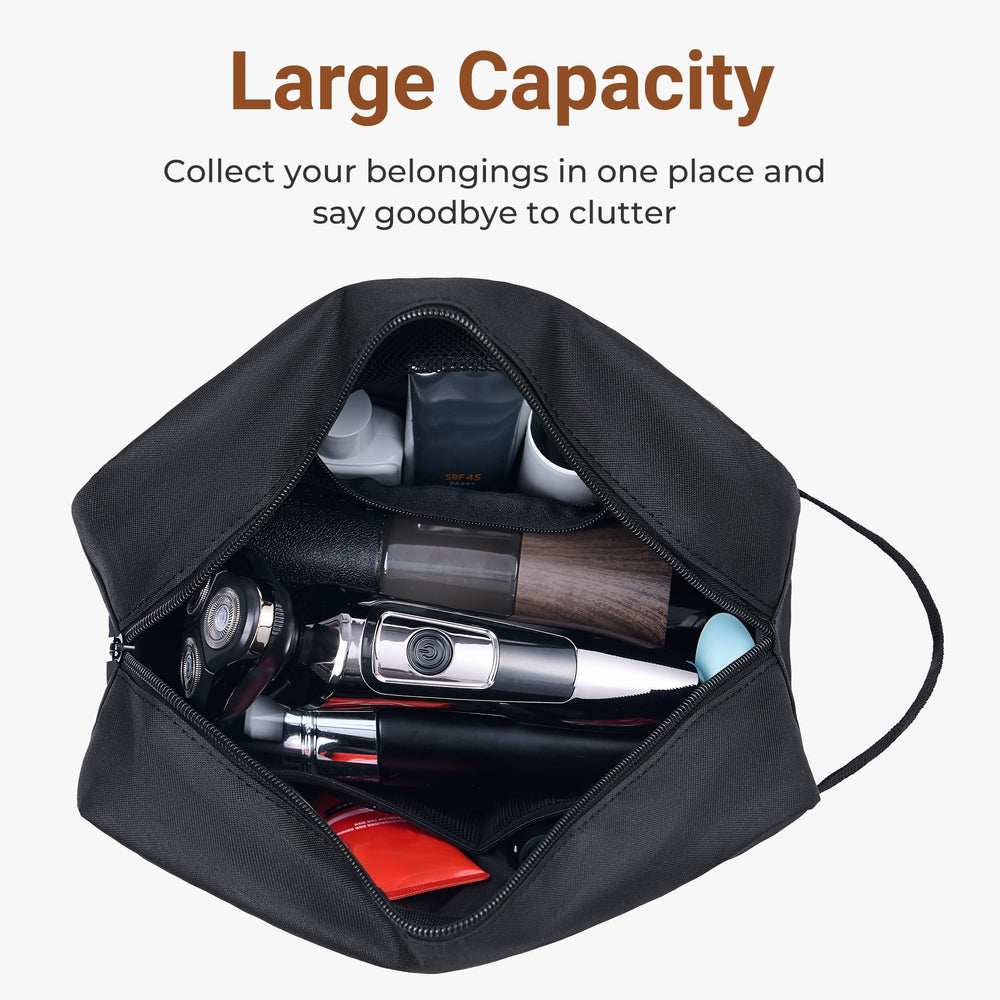 Elviros travel toiletry bag side pocket keeps cosmetics organized