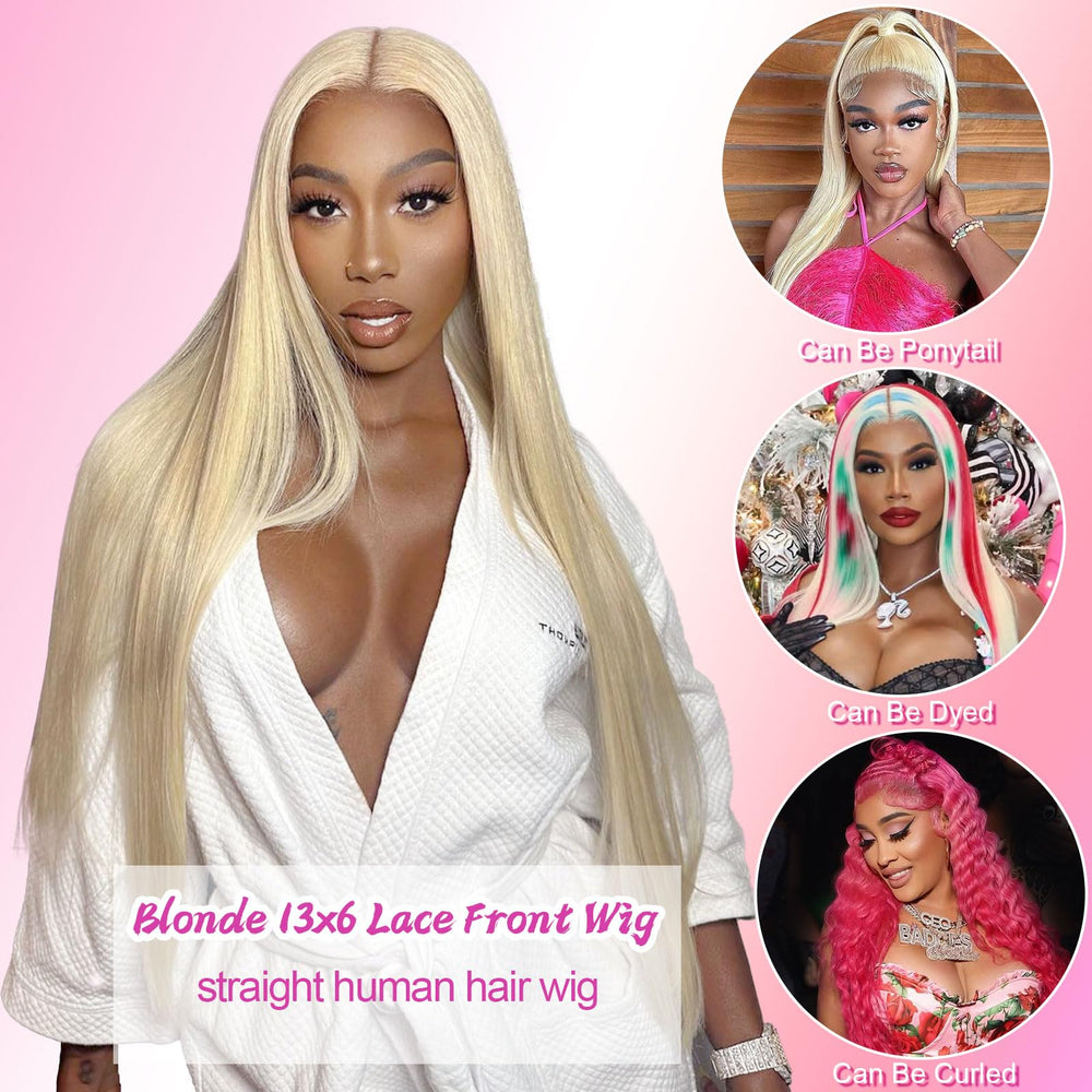elycont 613 blonde wig lace-front middle part highlights flexible parting options