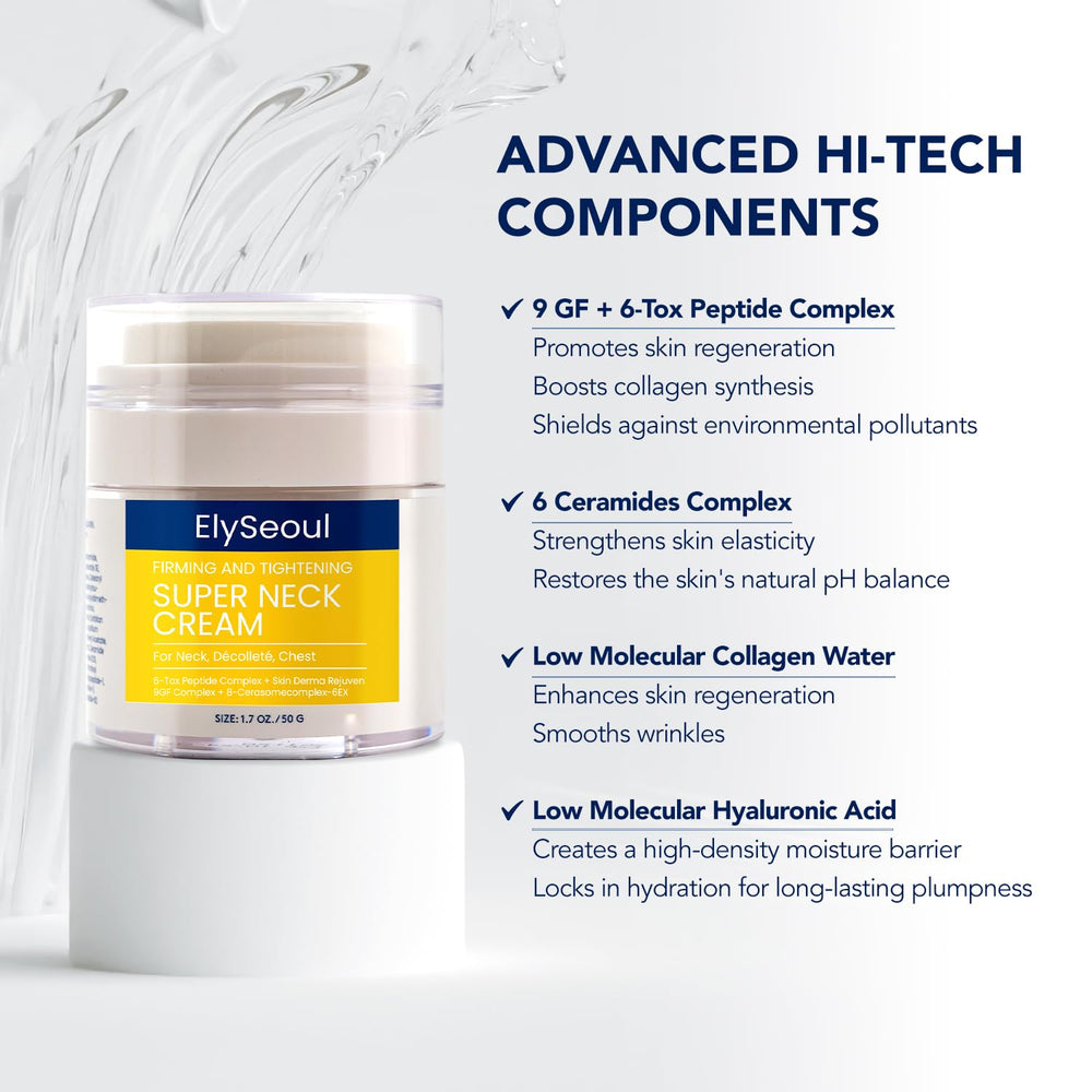 ElySeoul advanced technology blend label highlights peptides, ceramides and hyaluronic acid.