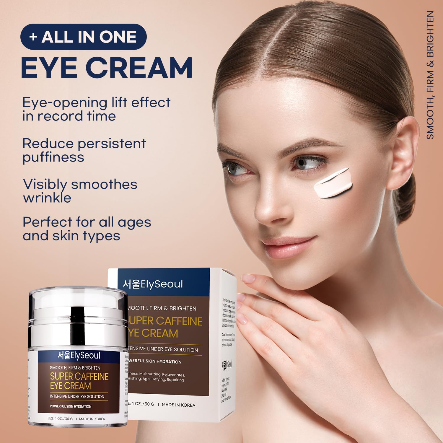 Silky, non-greasy texture of ElySeoul eye cream on the skin before makeup.