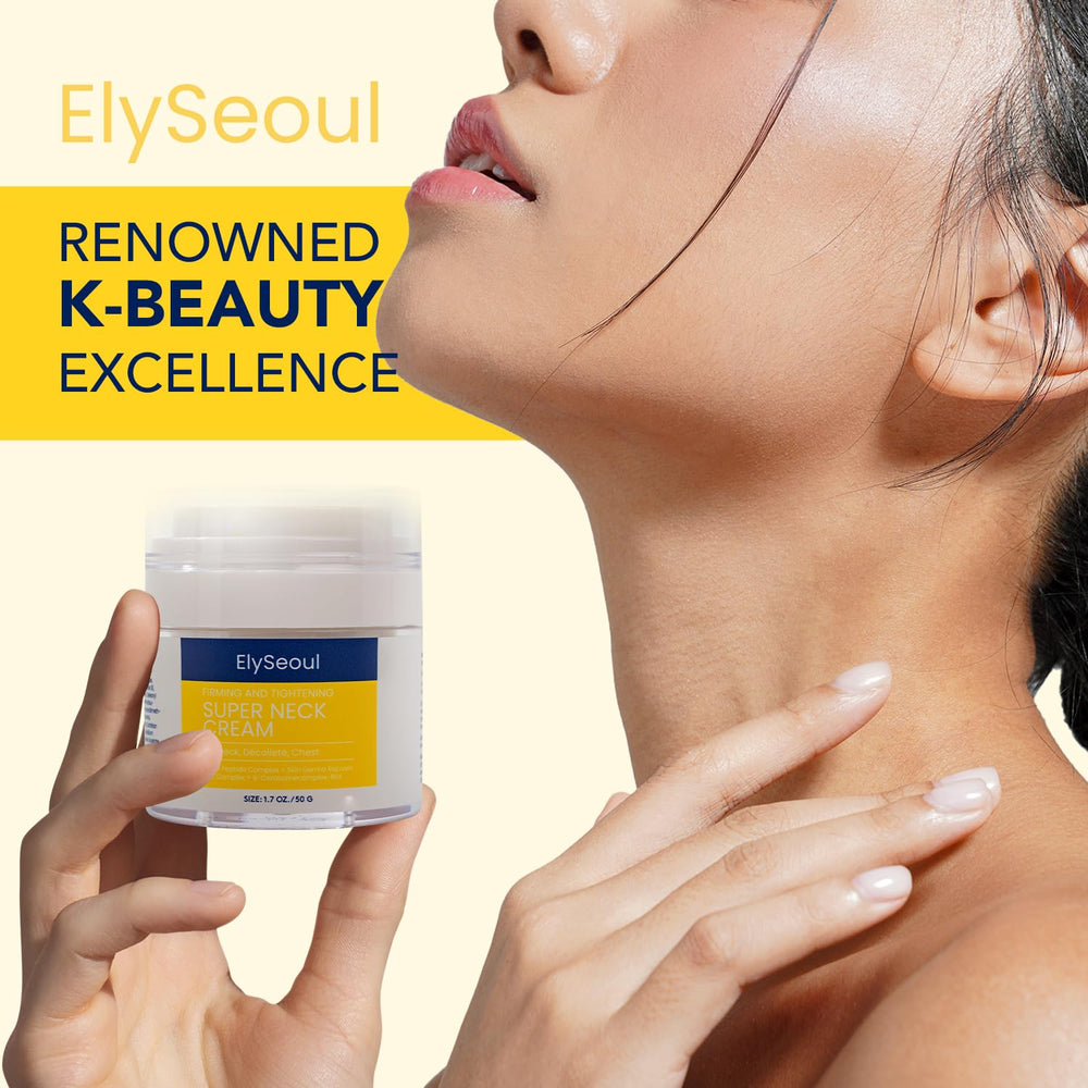 ElySeoul neck and décolleté application demonstrates smoothing and targeted care.