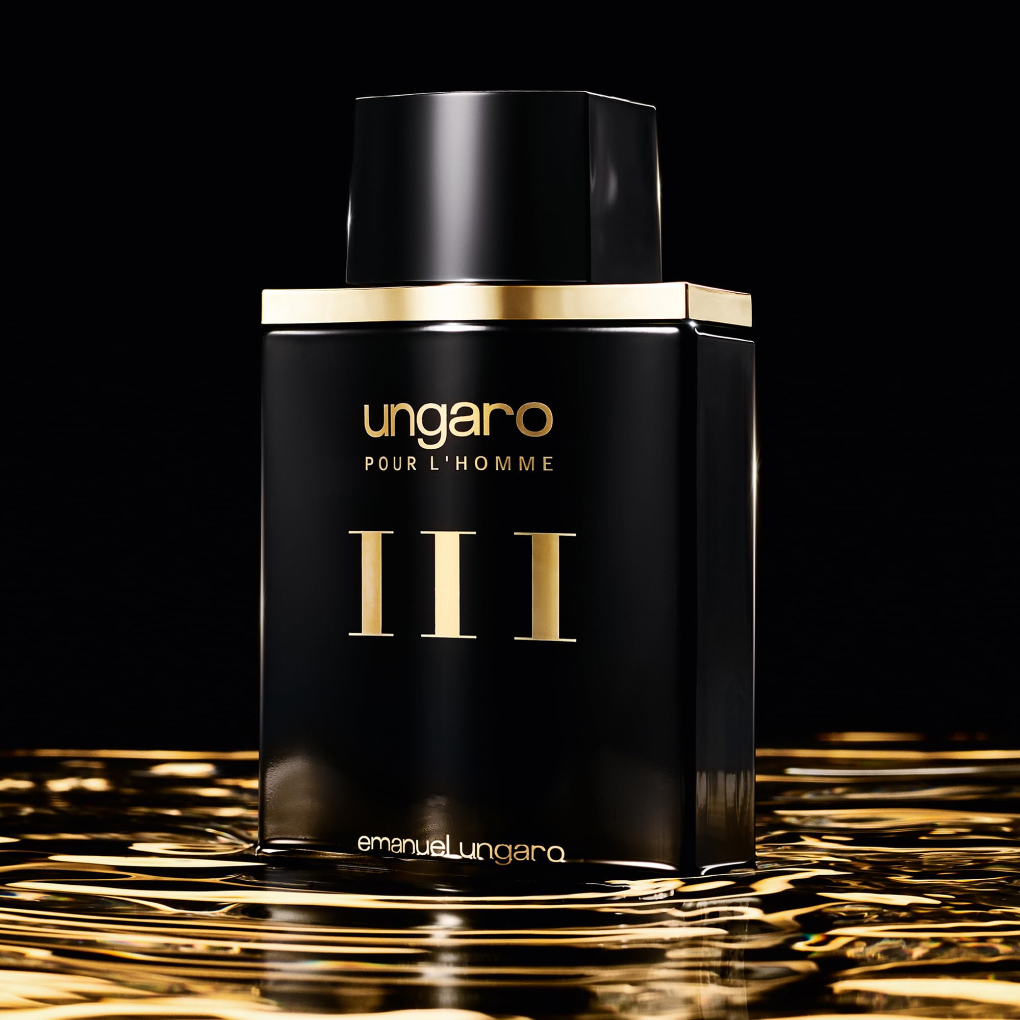 Emanuel Ungaro Pour L’Homme III edt cap closeup highlighting premium design