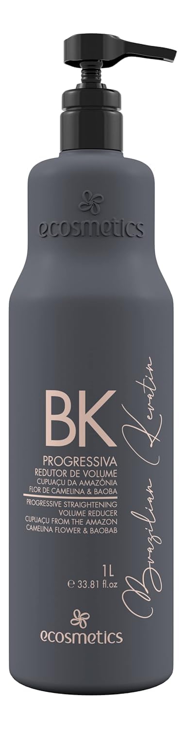 EMAX ECOSMETICS Deluxe Brazilian Keratin bottle demonstrates professional smoothing and frizz control.