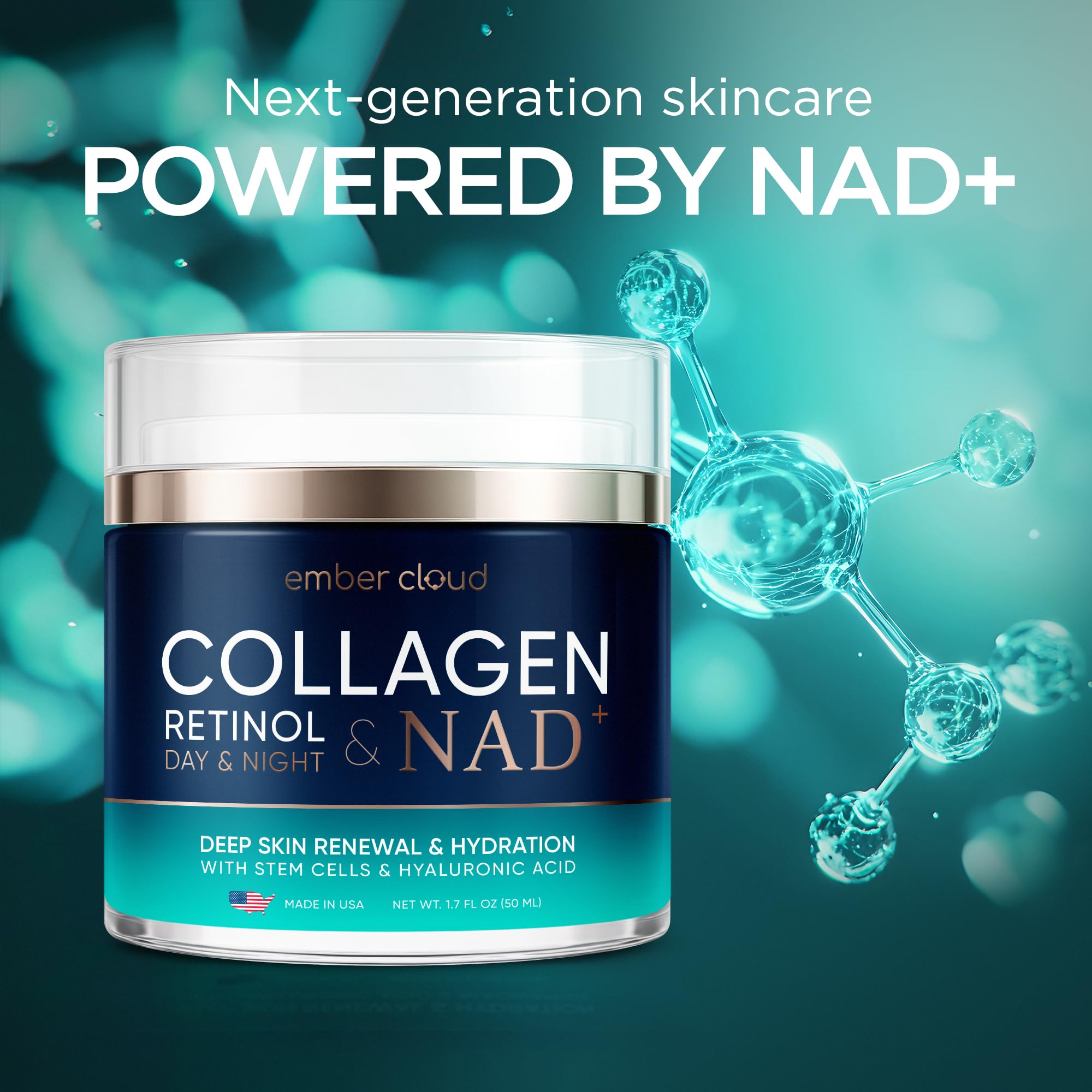 Subtle skin glow after using Ember Cloud Collagen NAD+ Cream.