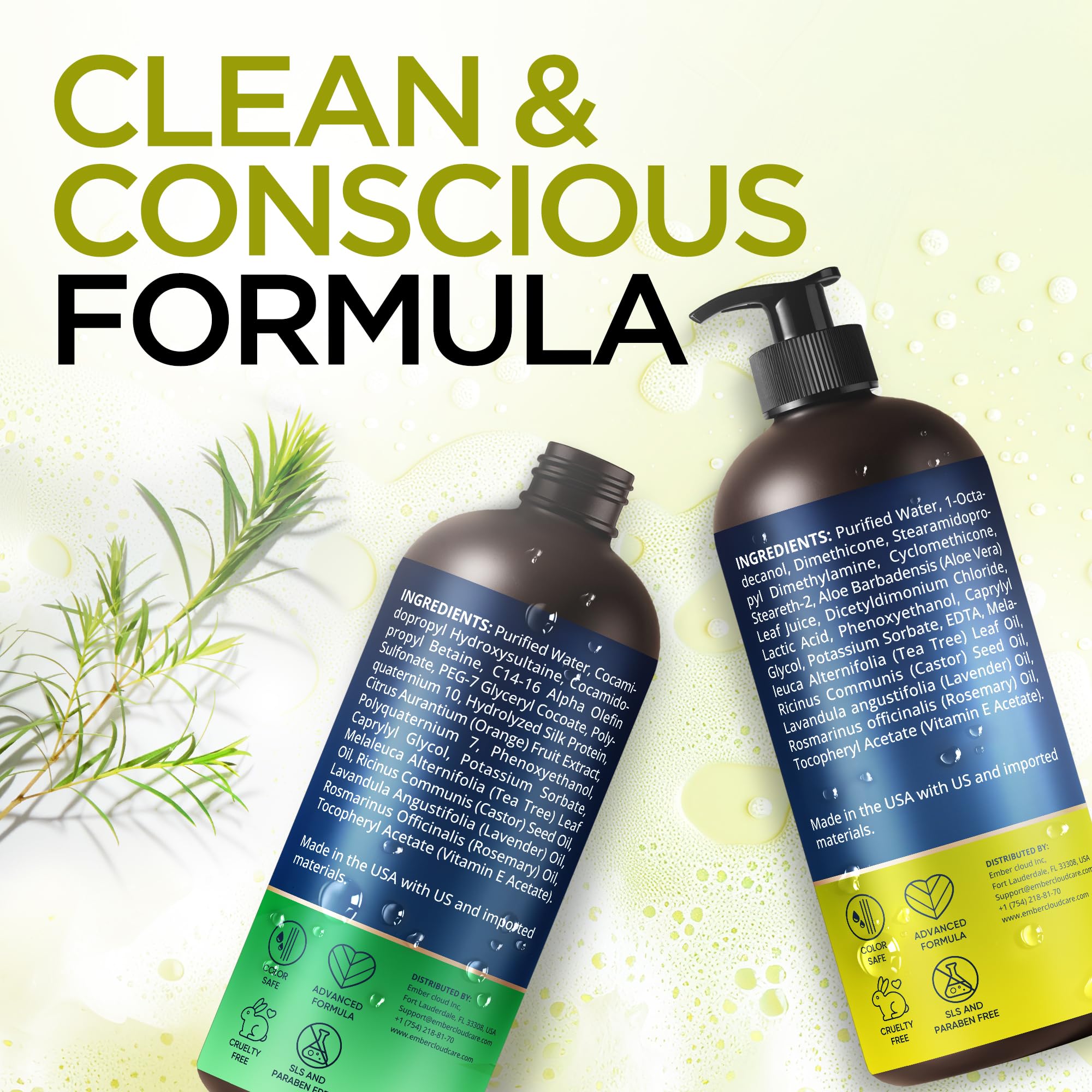 Ember Cloud Tea Tree Rosemary Duo Set image highlights complete hair care routine for all hair types.