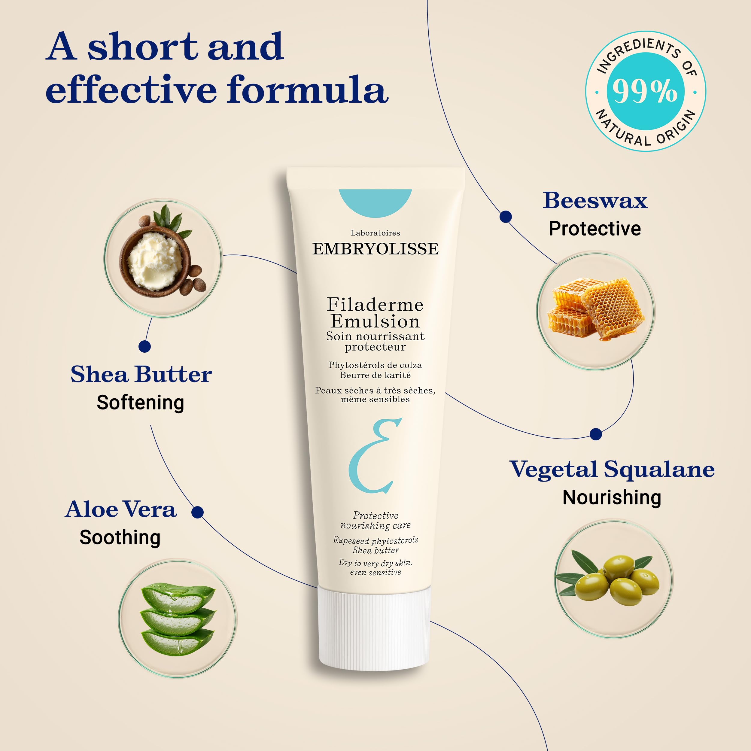 Aloe Vera and Shea Butter ingredients label visible on Filaderme Emulsion