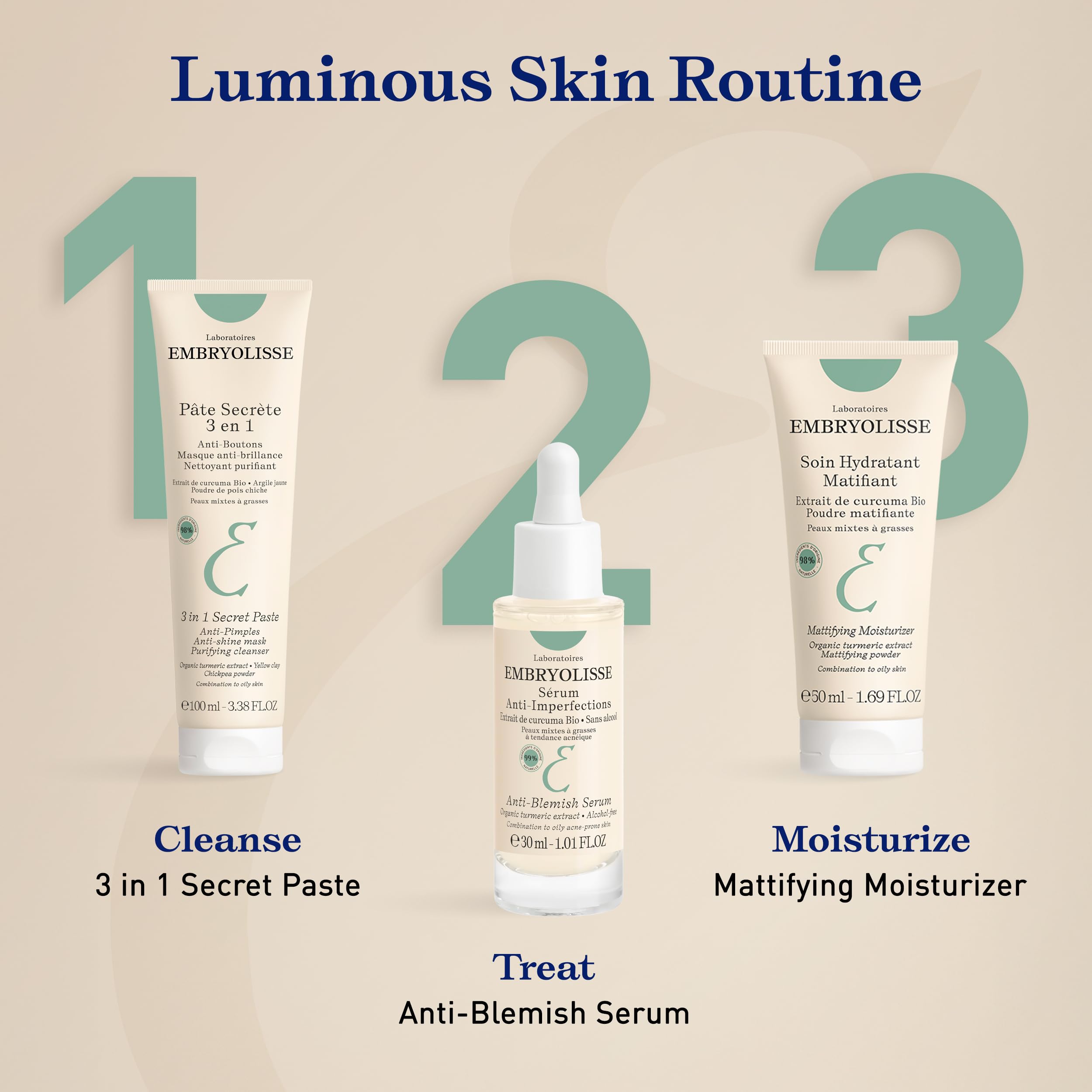 Embryolisse Mattifying Moisturizer formula uses 98% natural-origin ingredients free from irritants.
