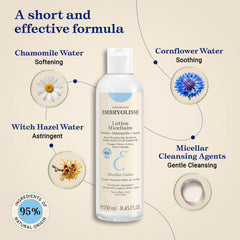 Embryolisse Micellar Lotion cotton pad scene demonstrating easy removal from eyes and face