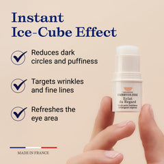 Embryolisse Radiant Eye Stick aloe vera essence on skin for soothing relief.