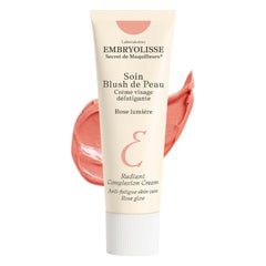 Embryolisse Rose Lumière cream tube closeup highlighting hydration for radiant skin.