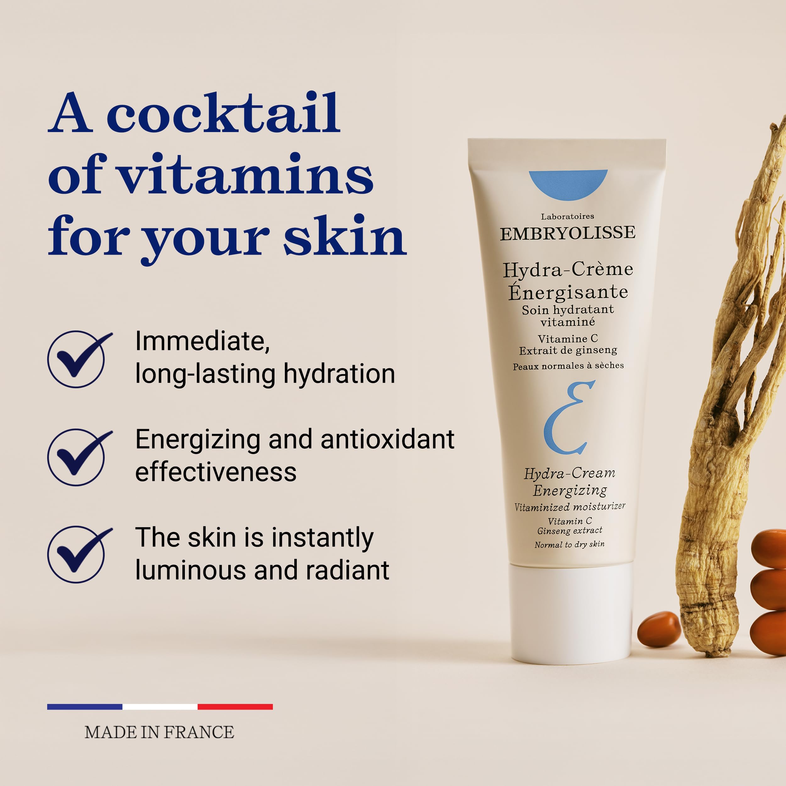 Embryolisse Vitamin C Energizing Face Moisturizer hand-application demonstrates smooth, lightweight absorption