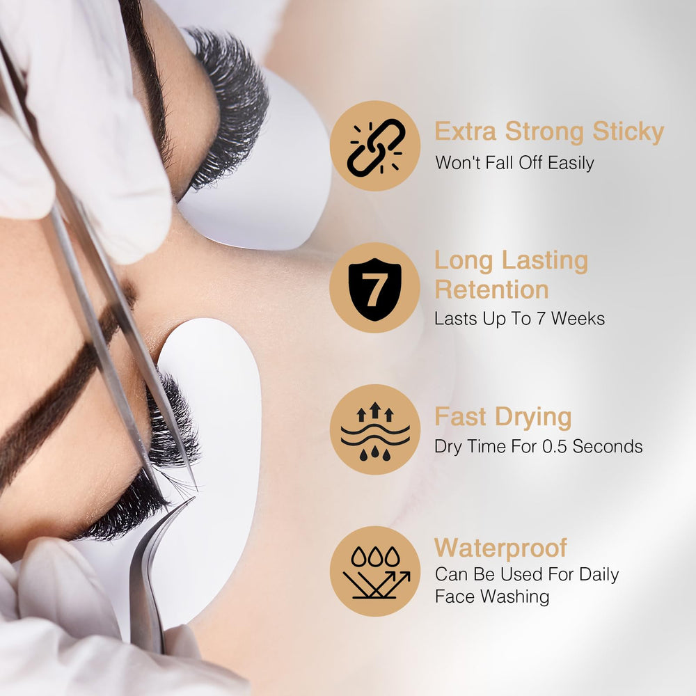 EMEDA Sensitive Lash Extension Glue demonstrates strong hold for lasting lash wear.
