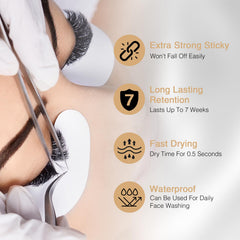 EMEDA Sensitive Lash Extension Glue demonstrates strong hold for lasting lash wear.