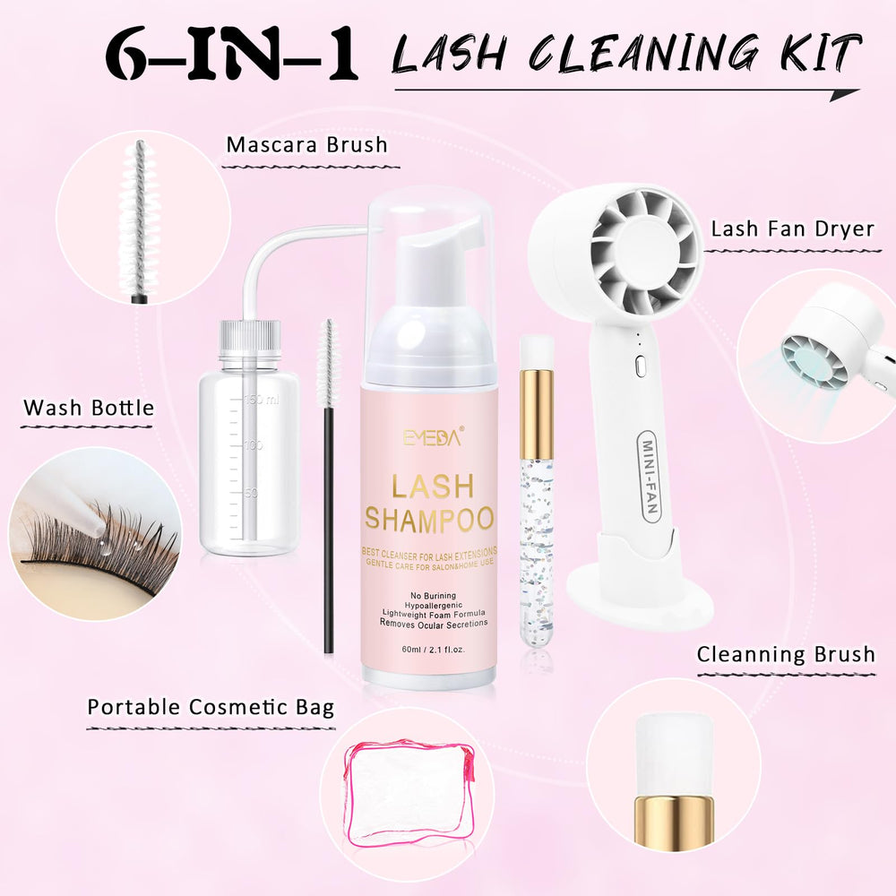 EMEDA lash shampoo 60ml bottle offers gentle cleansing for extensions and natural lashes.