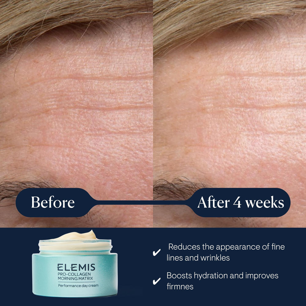 ELEMIS Pro-Collagen Morning Matrix label detail highlights silicone-free formula for daily care