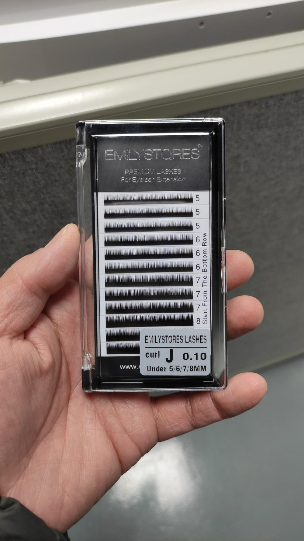 EMILYSTORES J curl 0.10mm lashes for natural curvature.