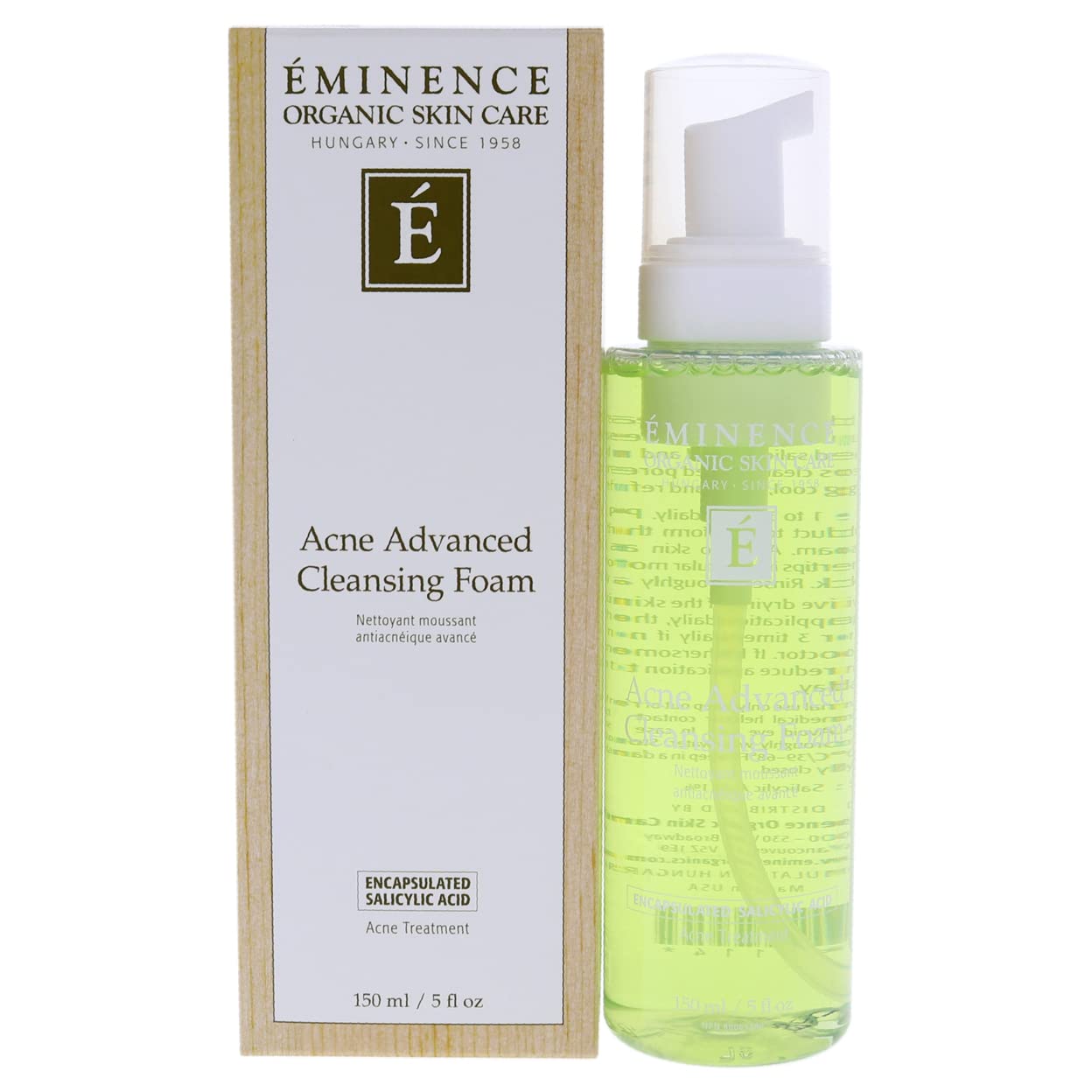 Eminence Acne Advanced Cleansing Foam bottle with pump delivers effective cleansing and oil control.