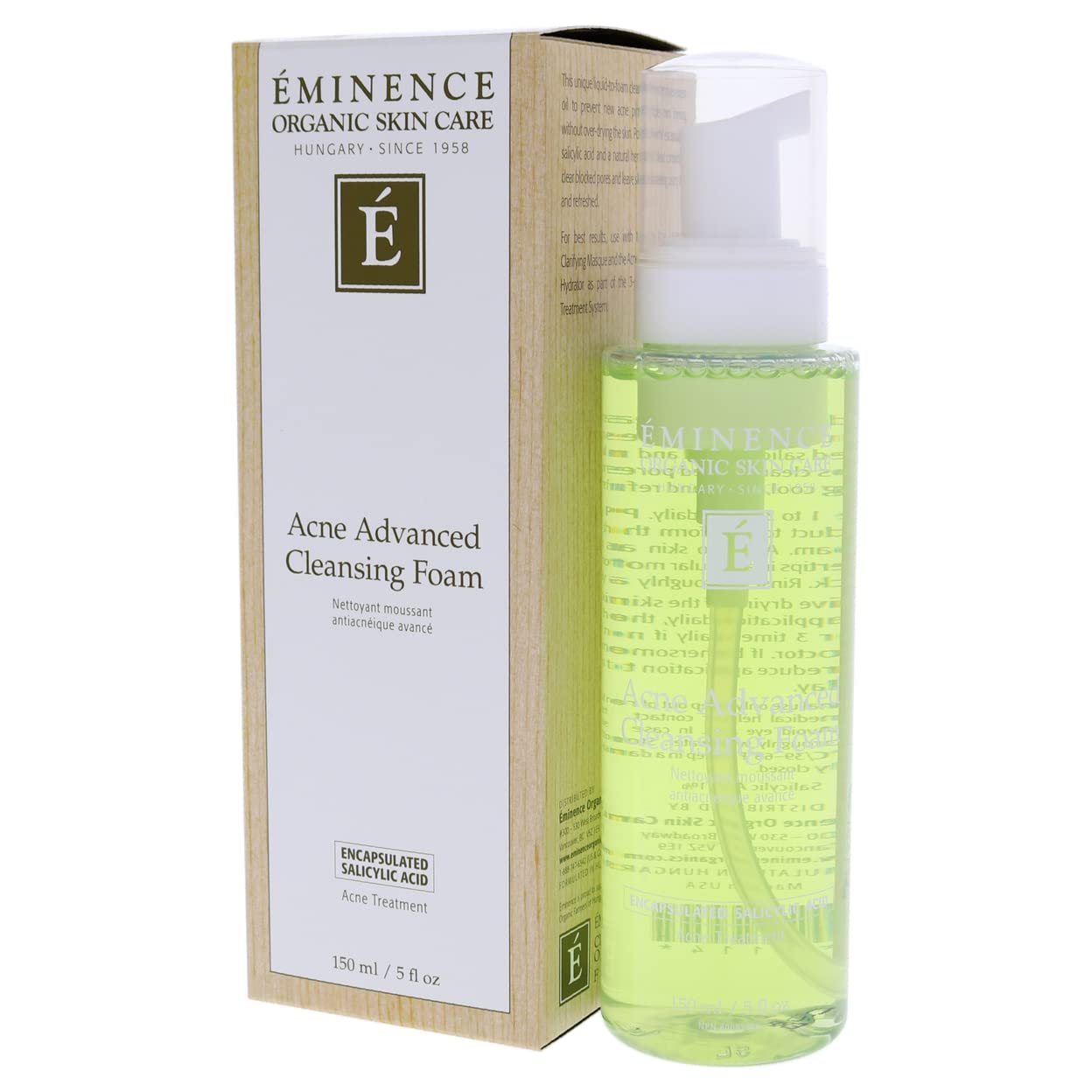 Eminence Acne Advanced Cleansing Foam with tea tree oil offers soothing properties for irritated skin.