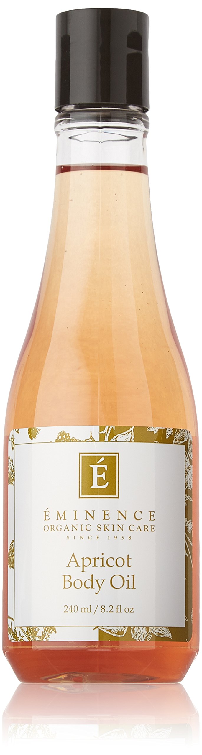 Eminence Apricot Body Oil bottle ready for application provides silky hydration.