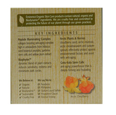 Eminence Arctic Berry Peptide Radiance Cream application swatch emphasizing moisture and smooth skin feel