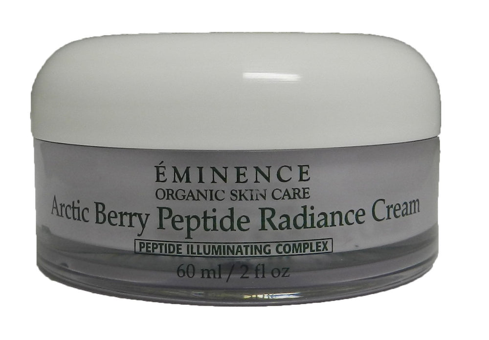 Eminence Arctic Berry Peptide Radiance Cream jar closeup highlighting hydrating texture for daily moisturization