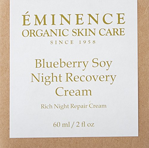 Close-up of Eminence Blueberry Soy Night Recovery Cream texture showing creamy night-time formula.