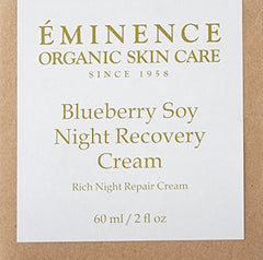 Close-up of Eminence Blueberry Soy Night Recovery Cream texture showing creamy night-time formula.