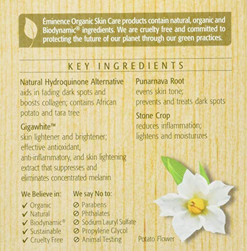 Eminence Bright Skin visual before and after suggests brightening potential and gentle care.